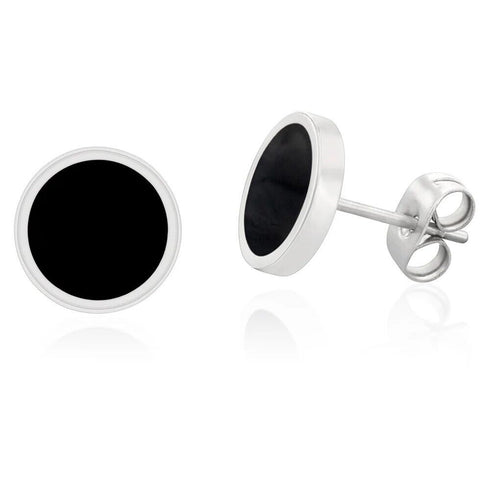 2 Pairs Of 316L Surgical Steel Punk Black & Silver Men Women Stud Earrings