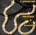 2-Pc Men FULLY ICED Thick 14K Gold Plated CZ Miami Cuban Link Necklace+Bracelet