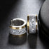 2Tone Titanium Frosted Wide Gold Silver CZ Hypoallergenic Men Women Hoop Earring