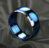Men 8mm Tungsten Blue Glossed/Brushed Gunmetal Groove Beveled Edges Wedding Band