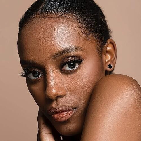 2 Pairs 316L Surgical-Steel Black & Silver Round CZ Men & Women Stud Earrings