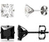 2 Pairs of 316L Surgical-Steel Black & Silver Square CZ Men Women Stud Earrings