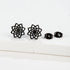 2 Pairs Titanium Steel Black Silver Lotus Mandala Flower Men Women Stud Earrings