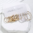 6 Pairs 14K Gold Plated Golden Hoop Earrings With Faux Pearl Decor Korean Style