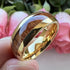 Men's 8mm Tungsten Yellow Gold Hawaii Koa Wood Comfort-Fit Polished Wedding Band