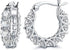 Sparkling 14K White Gold Plated Circle Cubic Zirconia Men Women Hoop Earrings