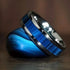 Men's 8mm Titanium Blue Textured Marble Design Comfort-Fit Polished Wedding Band