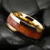 Men's 8mm Tungsten Yellow Gold Hawaii Koa Wood Comfort-Fit Polished Wedding Band
