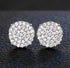 Exquisite Micro Pave 14K White Gold Plated 5A CZ Cluster Men Women Stud Earrings