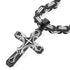 2Pc Men Creative Multi-Layer 2-Tone Cross Pendant with Byzantine Necklace & Bracelet