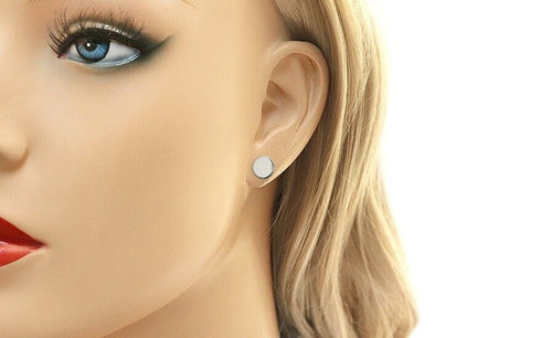 3Pairs 316L Surgical-Steel Flat Round Black Silver Gold Men Women Stud Earrings