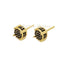 Micro Pave 18K Gold Plated Black Cubic Zirconia Men Women Cluster Stud Earrings