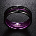 Men 8mm Tungsten Brushed Black Purple Grooved Center Beveled Edges Wedding Band