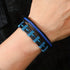 5 Pcs Men's PU Leather Hand Woven Multi-Layer Braided Blue Wristband Bracelets