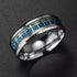 Steel Beveled Edges Blue Cross Pattern Comfort-Fit 8mm Titanium Wedding Band