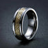 Men's 8mm Beveled Edge Comfort-Fit Yellow Celtic Dragon Tungsten Wedding Band
