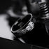 Men 8mm Titanium Black/Blue Laser Skull Carbon Fiber/Matte Black CZ Wedding Band