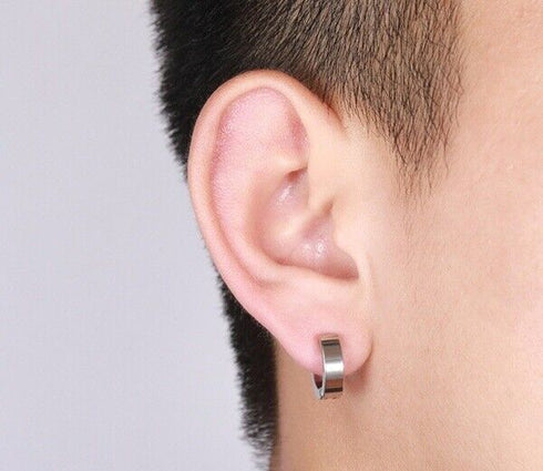 2pcs Titanium Steel Classic Hypoallergenic Men & Women Huggie Hoop Earrings