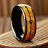Men's 8mm Tungsten Cupid's Arrow Whiskey Barrel Wood Comfort-Fit Wedding Band