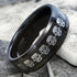Men 8mm Titanium Black/Blue Laser Skull Carbon Fiber/Matte Black CZ Wedding Band