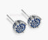 Micro Pave 14K White Gold Plated Blue Cubic Zirconia Men Women Cluster Earrings