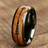 Men's 8mm Tungsten Cupid's Arrow Whiskey Barrel Wood Comfort-Fit Wedding Band