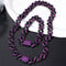 2Pc FULLY ICED Bling Rhodium Plated Purple Black CZ Cuban Link Necklace+Bracelet