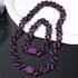 2Pc FULLY ICED Bling Rhodium Plated Purple Black CZ Cuban Link Necklace+Bracelet