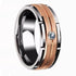 2-Tone Brushed Rose Gold Zircon Inlay Comfort-Fit 8mm Titanium Wedding Band