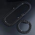 2 Pcs Men Women FULLY ICED Black Rhodium Plated Cubic Zirconia Necklace & Bracelet