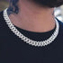2-Pc Men FULLY ICED Thick 14K Gold Plated CZ Miami Cuban Link Necklace & Bracelet