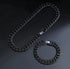 2Pcs Men Iced Out Gun Black Rhodium Plated CZ Cuban Link 55CM Necklace & Bracelet Set