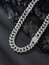 2Pc FULLY ICED 14K White Gold Plated CZ Miami Cuban Link Chain Necklace & Bracelet