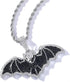 Iced Out Paved 14K White Gold Plated Cubic Zirconia Black Bat Pendant Necklace