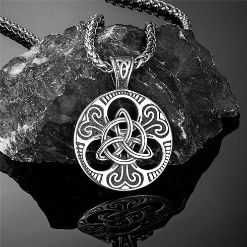 Norse Rune Viking Titanium Celtic Triquetra Trinity Knot Amulet Pendant Necklace