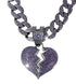 ICED OUT Broken Heart Rhodium Plated Purple Cubic Zirconia Cuban Chain Necklace