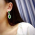 Luxury Green Dangle 18K White Gold-Plated Cubic Zirconia Bridal Earrings