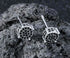 Micro Pave 14K White Gold Plated Black Cubic Zirconia Men Women Cluster Earrings