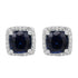 14K White Gold Plated Cushion Cut Square Blue Cubic Zirconia Men Women Earrings