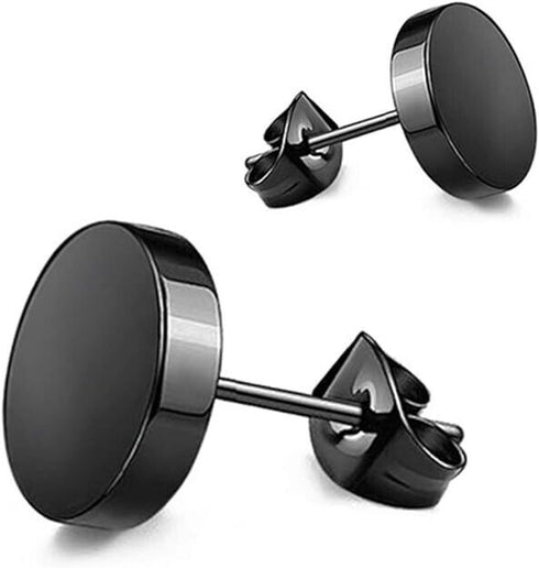 2 Pairs Of 316L Surgical Steel Punk Black & Silver Men Women Stud Earrings