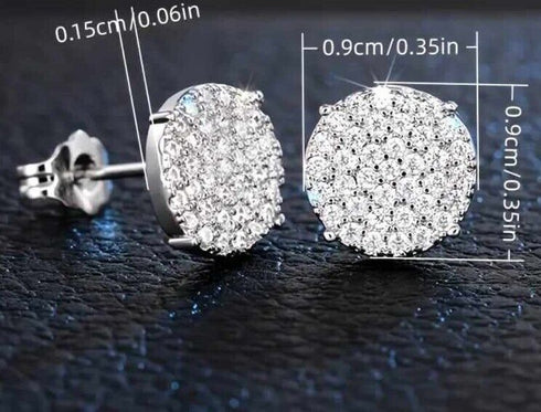 Exquisite Micro Pave 14K White Gold Plated 5A CZ Cluster Men Women Stud Earrings