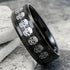 Men 8mm Titanium Black/Blue Laser Skull Carbon Fiber/Matte Black CZ Wedding Band