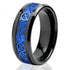 Men's 8mm Beveled Edge Comfort-Fit Blue Celtic Dragon Tungsten Wedding Band Ring