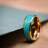 Men 8mm Tungsten Turquoise Domed Polished Carbon Fiber Comfort-Fit Wedding Band