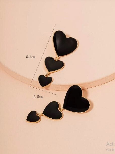 Chic & Trendy Black Heart Drop Earrings for Girls & Women