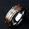 Men 8mm Titanium Steel Carving Pattern 2-Tone Silver Rose Zirconia Wedding Band