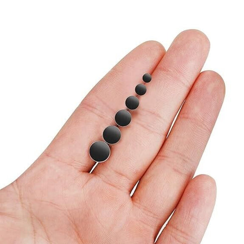 6Pairs 316L Surgical Steel Black Flat Round 3/4/5/6/7/8mm Men Women Stud Earring