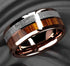 Men 8mm Tungsten Rose Gold Plated Silver &Koa Wood Inlay Engagement Wedding Band