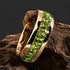 Men 8mm Titanium Gold Plated Green Galaxy Crystal Glow Comfort-Fit Wedding Band