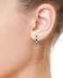 14K White Gold Plated Green Round Cut Cubic Zirconia Men Women Hoop Earrings